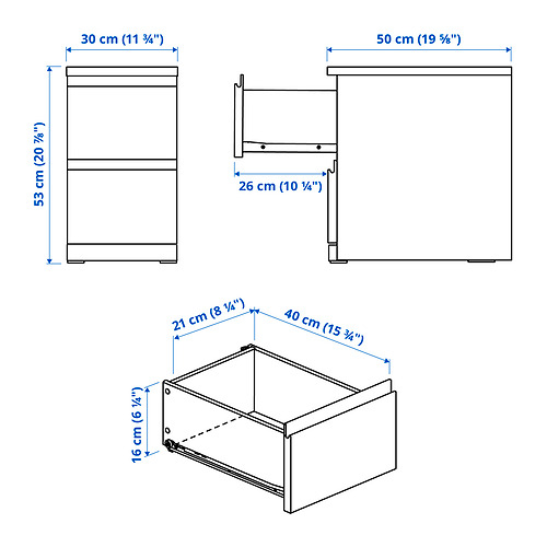 STORKLINTA chest of 2 drawers