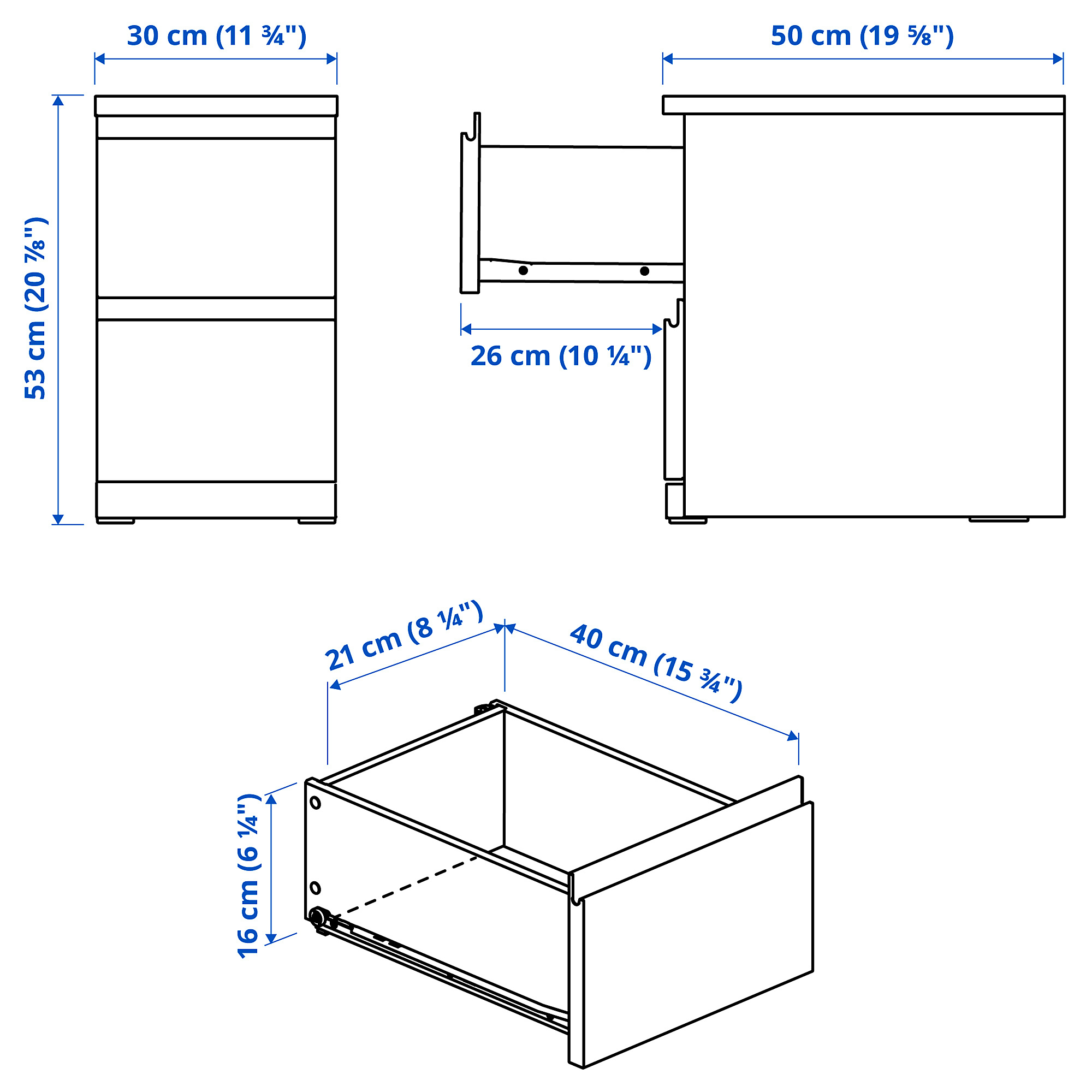 STORKLINTA chest of 2 drawers
