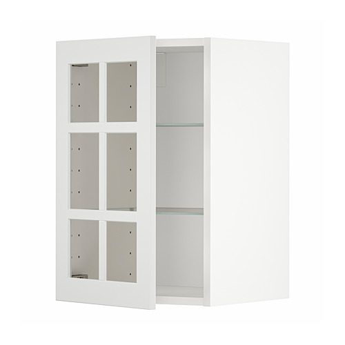 METOD wall cabinet w shelves/glass door