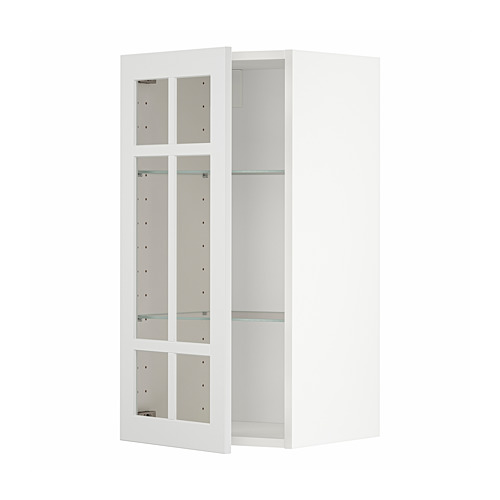 METOD wall cabinet w shelves/glass door