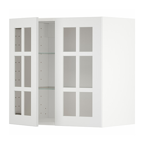 METOD wall cabinet w shelves/2 glass drs