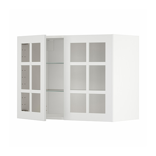 METOD wall cabinet w shelves/2 glass drs