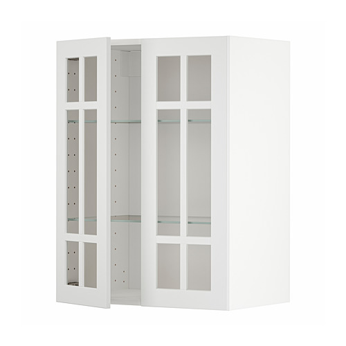 METOD wall cabinet w shelves/2 glass drs