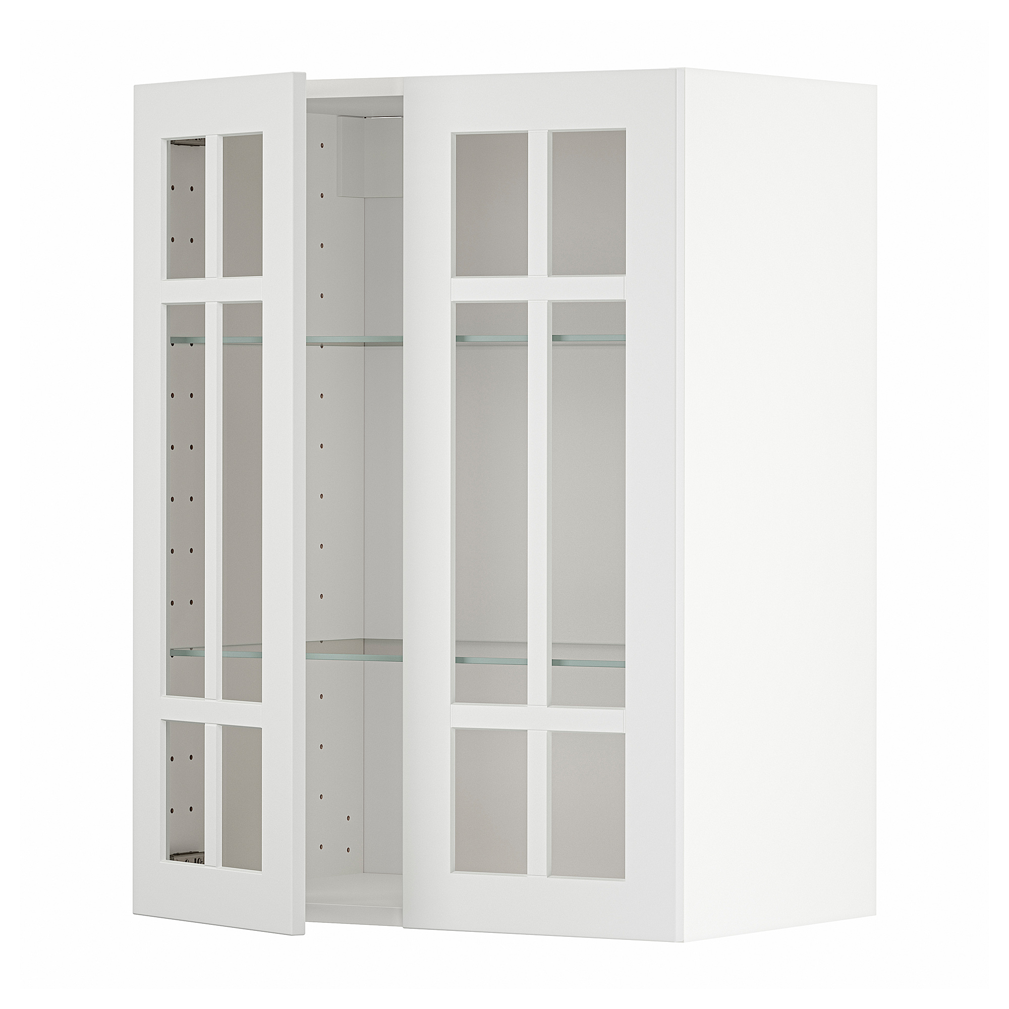 METOD wall cabinet w shelves/2 glass drs