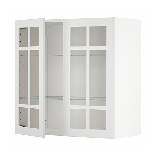 METOD wall cabinet w shelves/2 glass drs