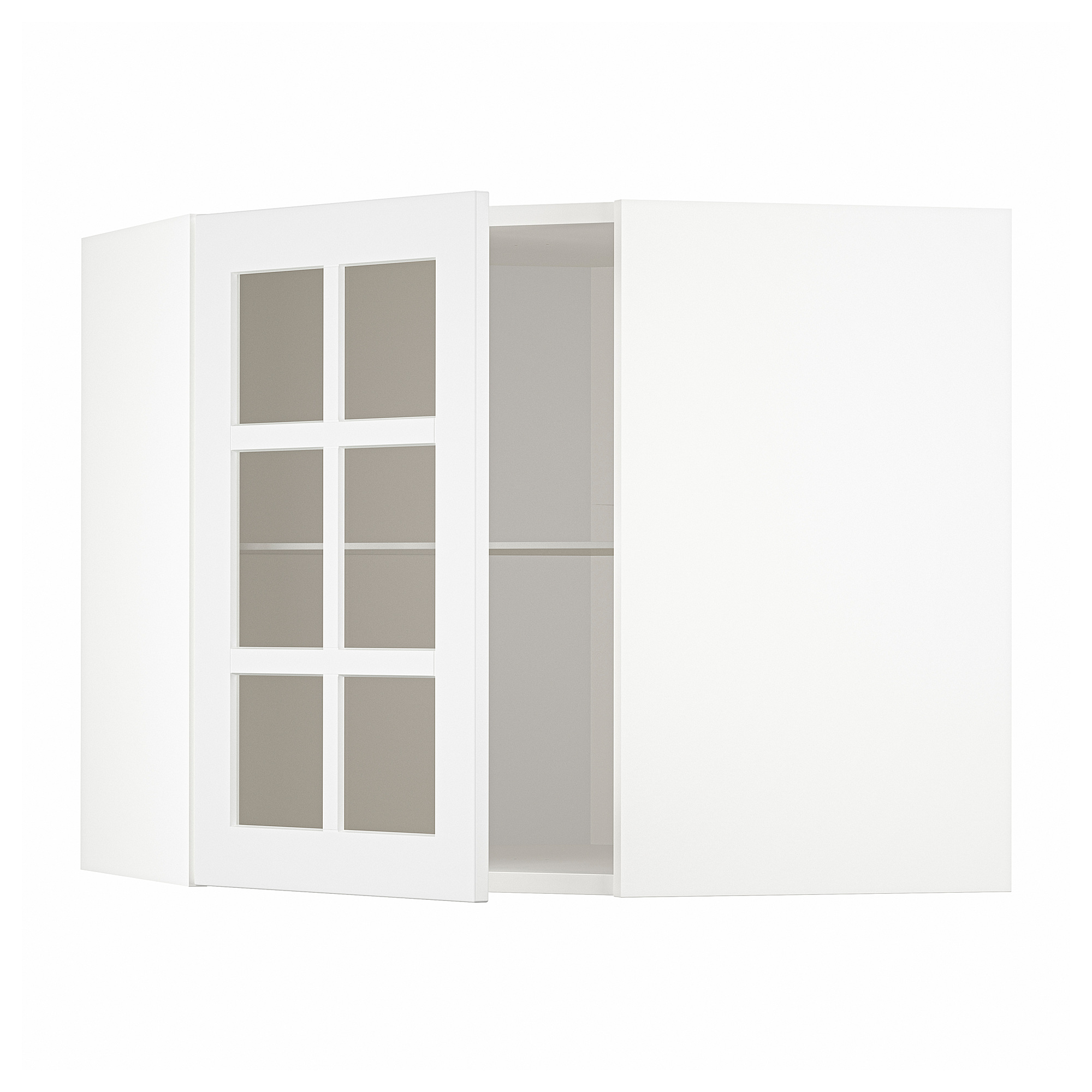 METOD corner wall cab w shelves/glass dr