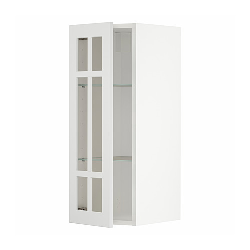 METOD wall cabinet w shelves/glass door