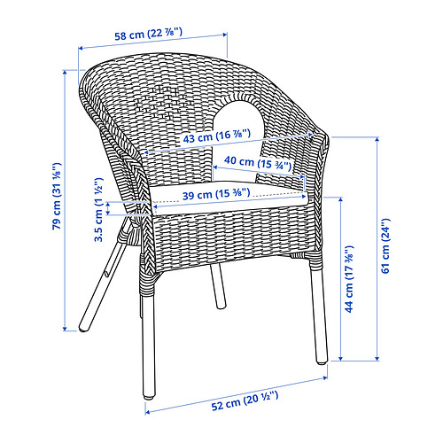 AGEN armchair with cushion