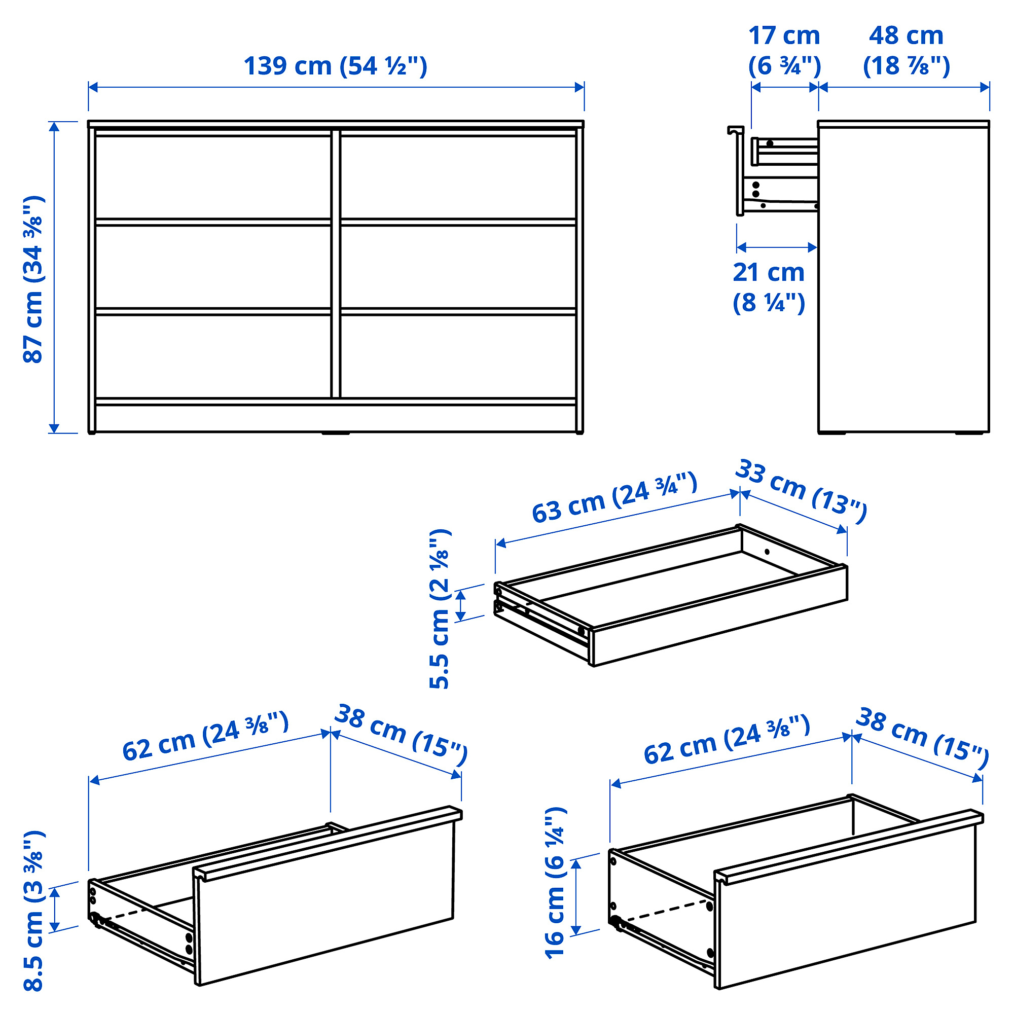 ANKARUDDEN chest of 6 drawers