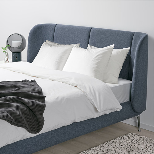 TUFJORD upholstered bed frame, Gunnared blue, queen