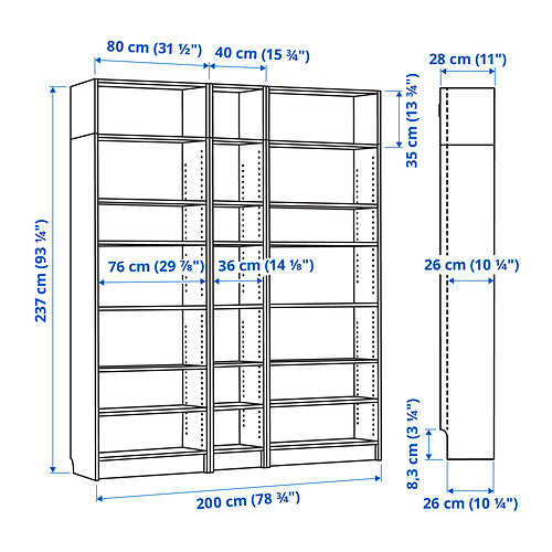 BILLY bookcase comb with extension units