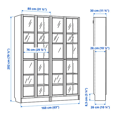 BILLY/OXBERG bookcase combination w glass doors