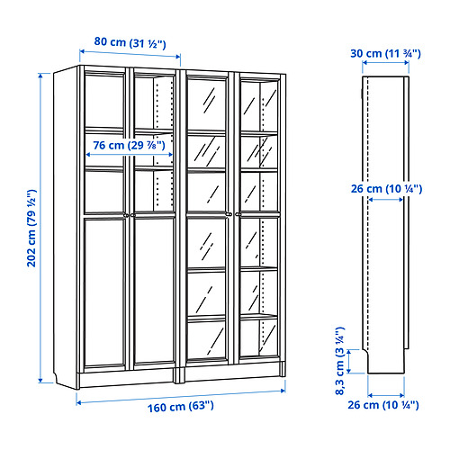 BILLY/OXBERG bookcase with panel/glass doors