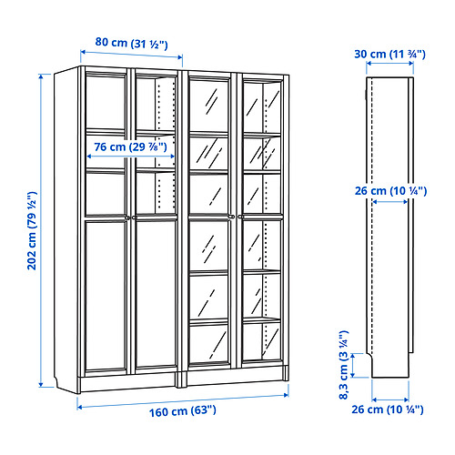BILLY/OXBERG 玻璃門書櫃組合
