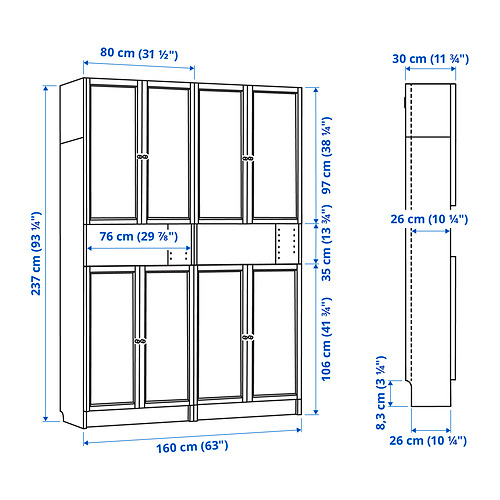 BILLY/OXBERG bookcase w height extension ut/drs