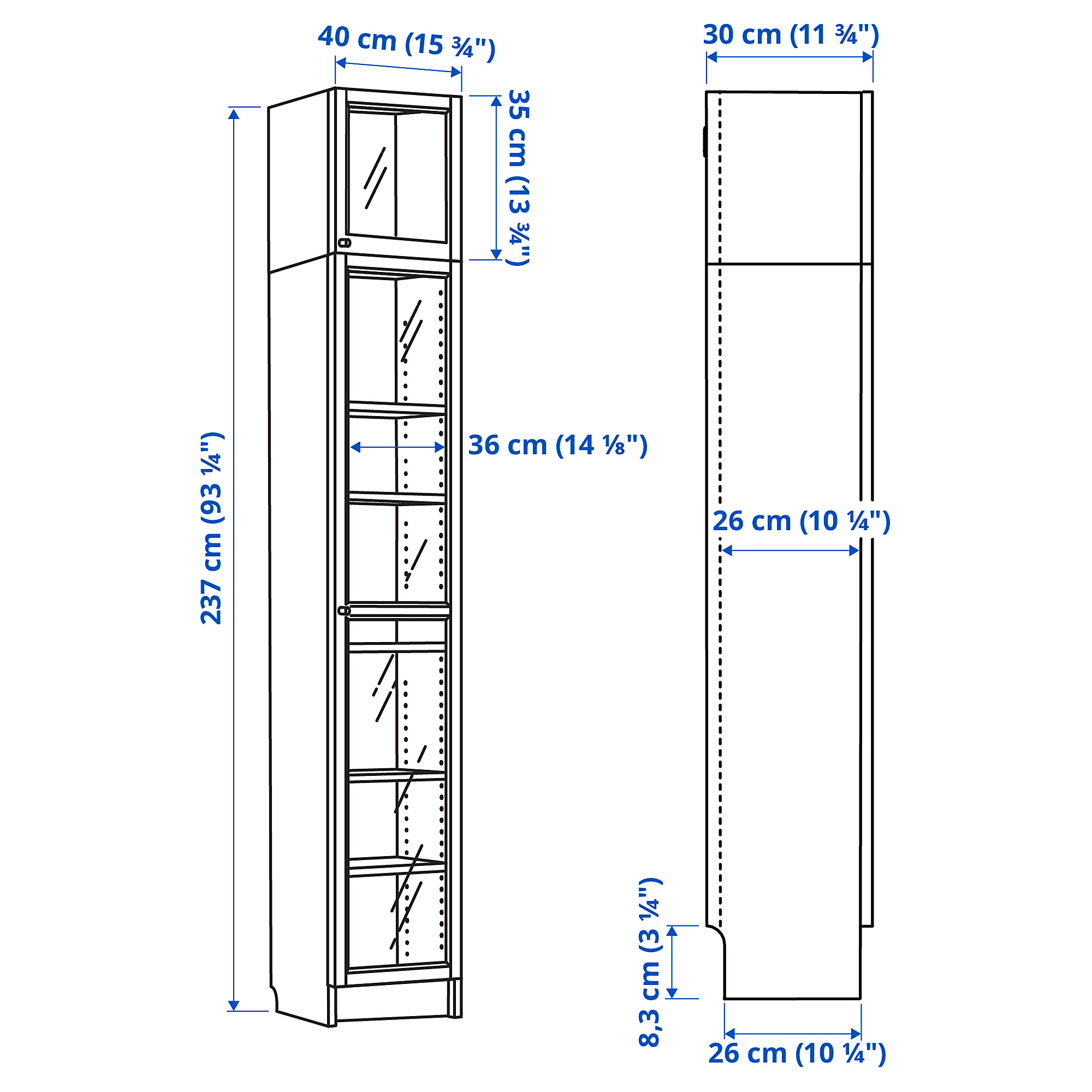 BILLY/OXBERG bookcase with glass door
