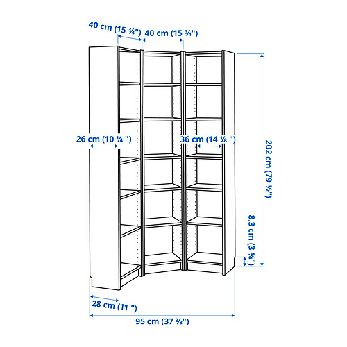 BILLY bookcase combination/crnr solution