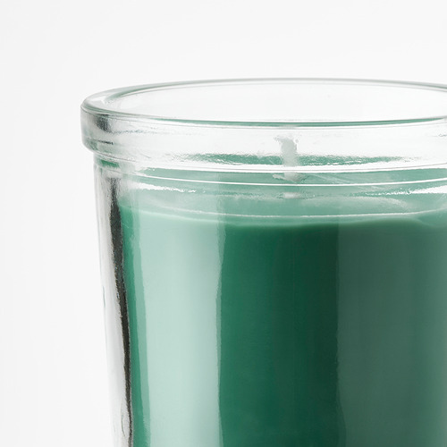 HEDERSAM scented candle in glass, 20 hr, Fresh grass/light green