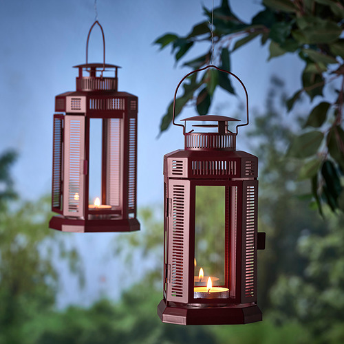 ENRUM lantern for pillar candle, in/out