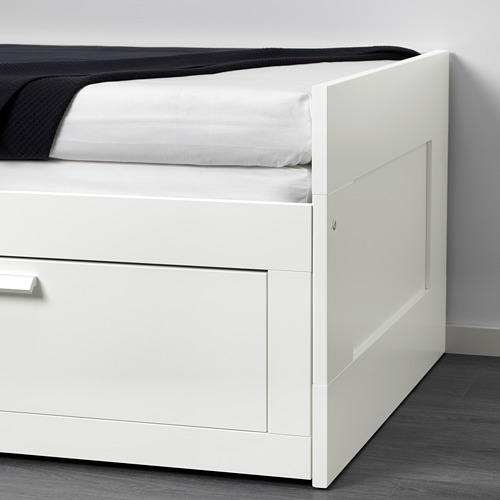 BRIMNES day-bed frame with 2 drawers, white
