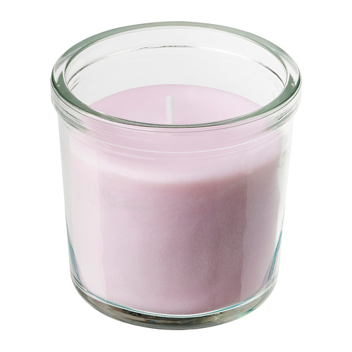 LUGNARE scented candle in glass, 20 hr, Jasmine/pink