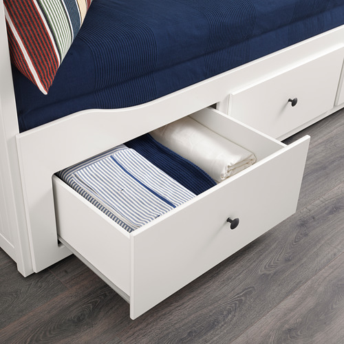 HEMNES daybed w 3 drawers/2 mattresses, white/Vannareid extra firm