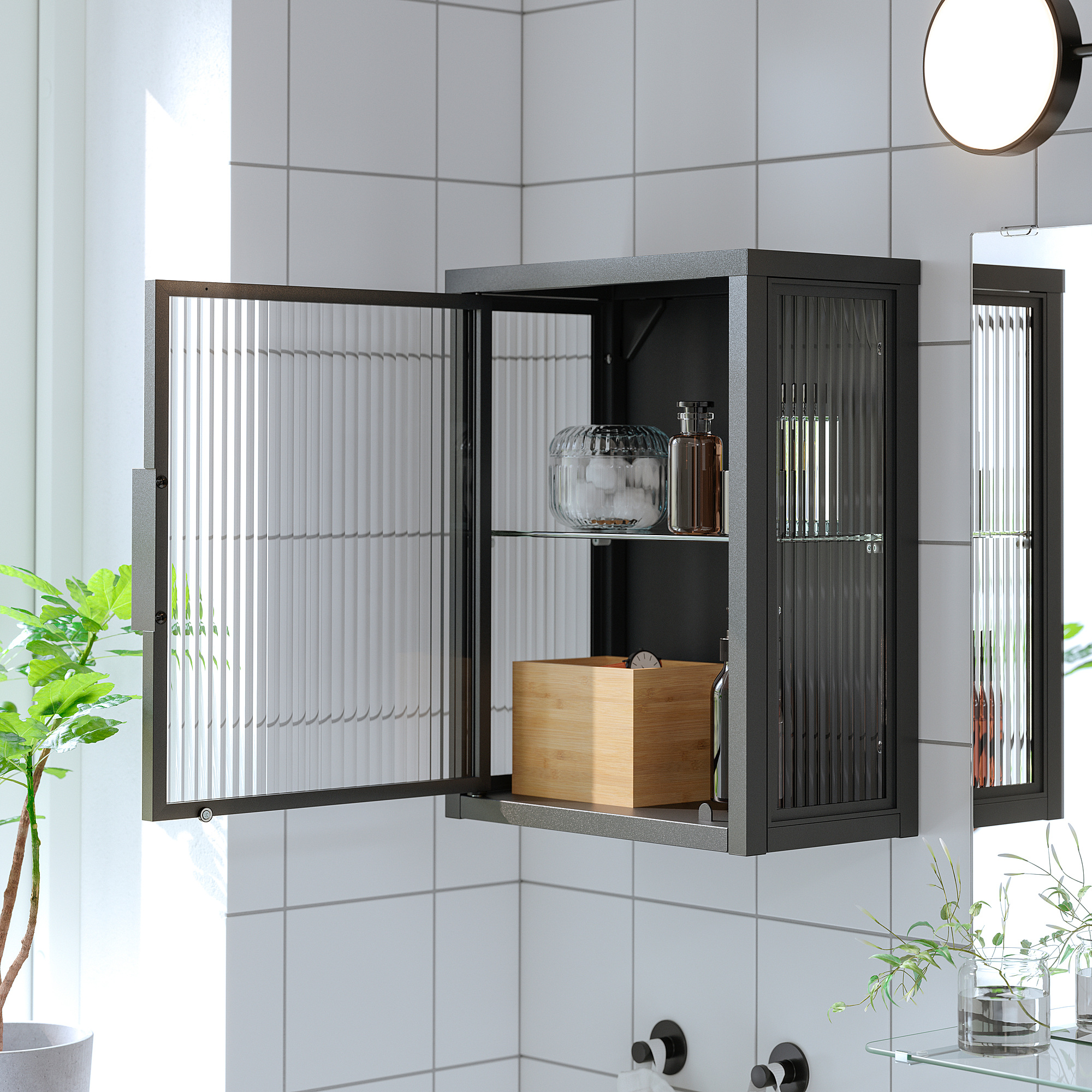 MOSSJÖN wall cabinet with glass door