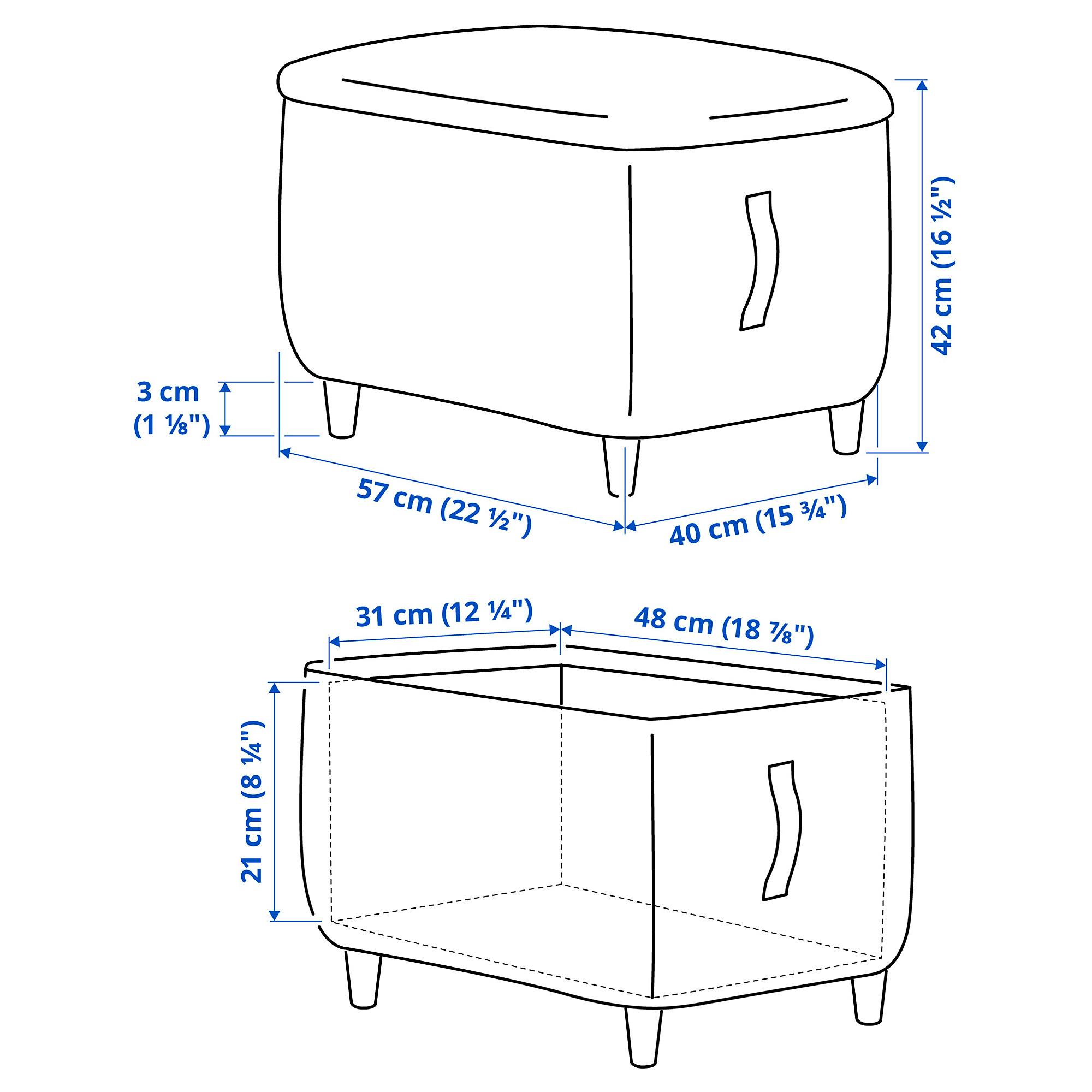OSKARSHAMN footstool with storage