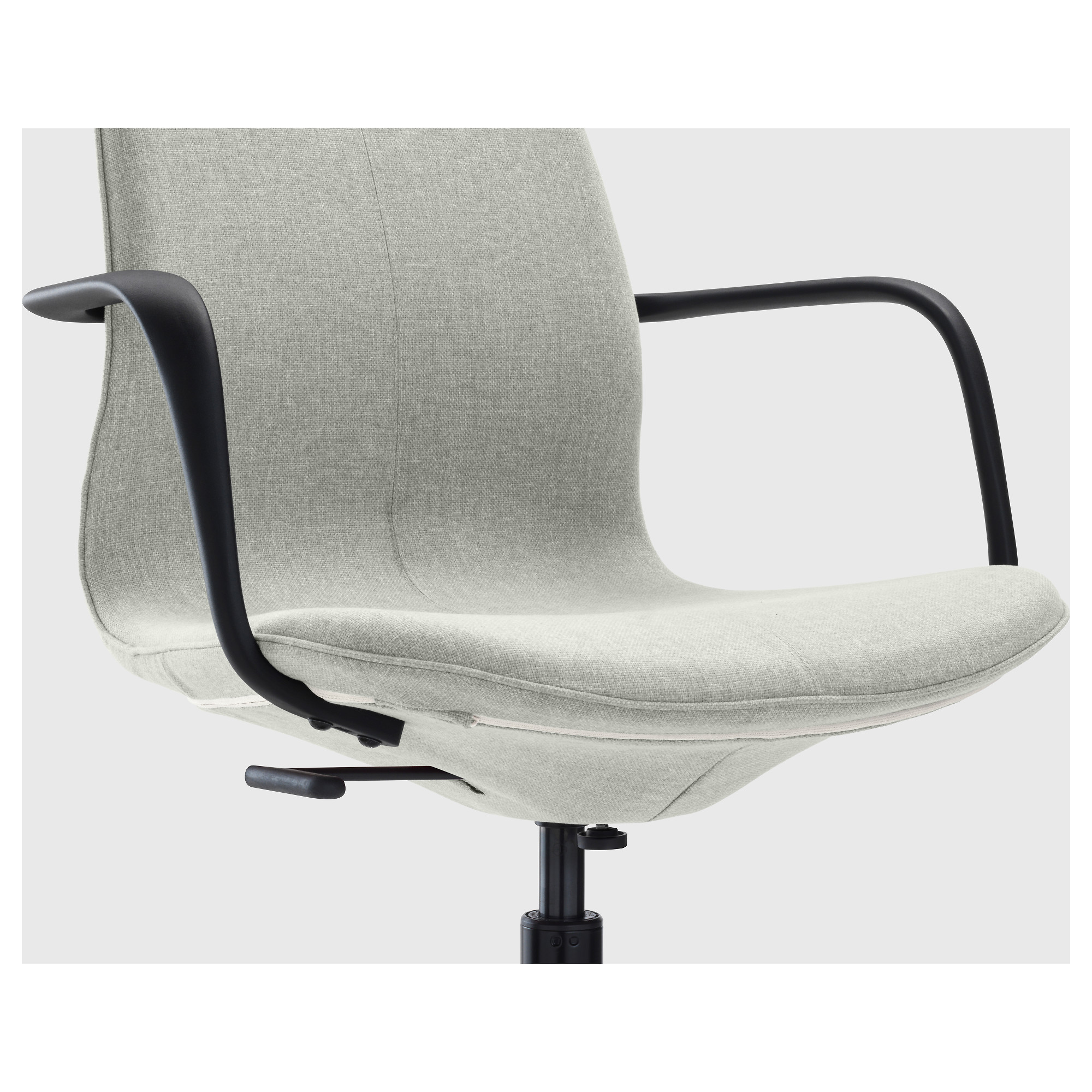 LÅNGFJÄLL office chair with armrests, Gunnared light green/black