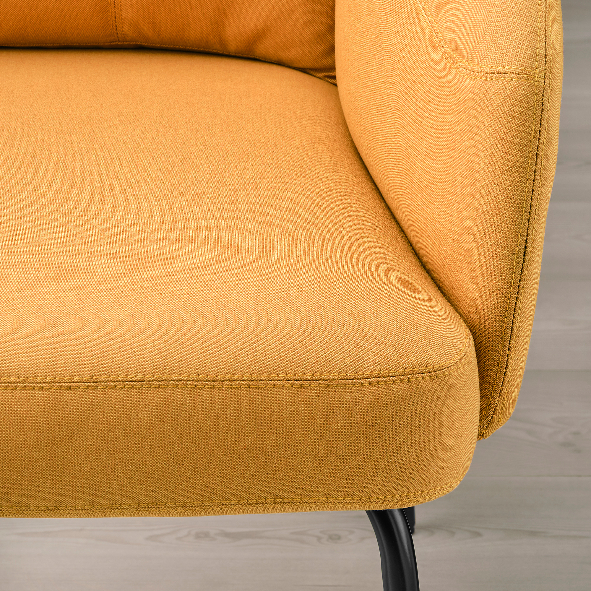 BINGSTA highback armchair, Vissle dark yellow/Kabusa dark yellow