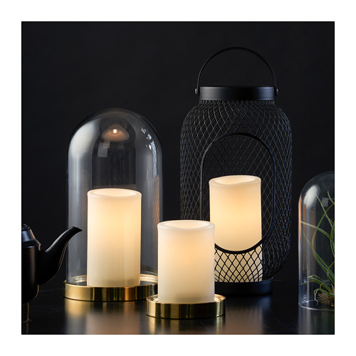 ÄDELLÖVTRÄD LED block candle, set of 3