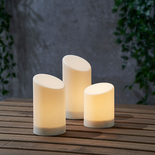 ÄDELLÖVSKOG LED block candle in/out, set of 3