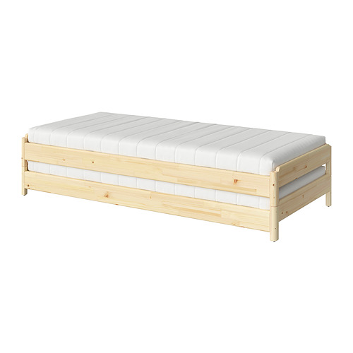 UTÅKER stackable bed with 2 mattresses