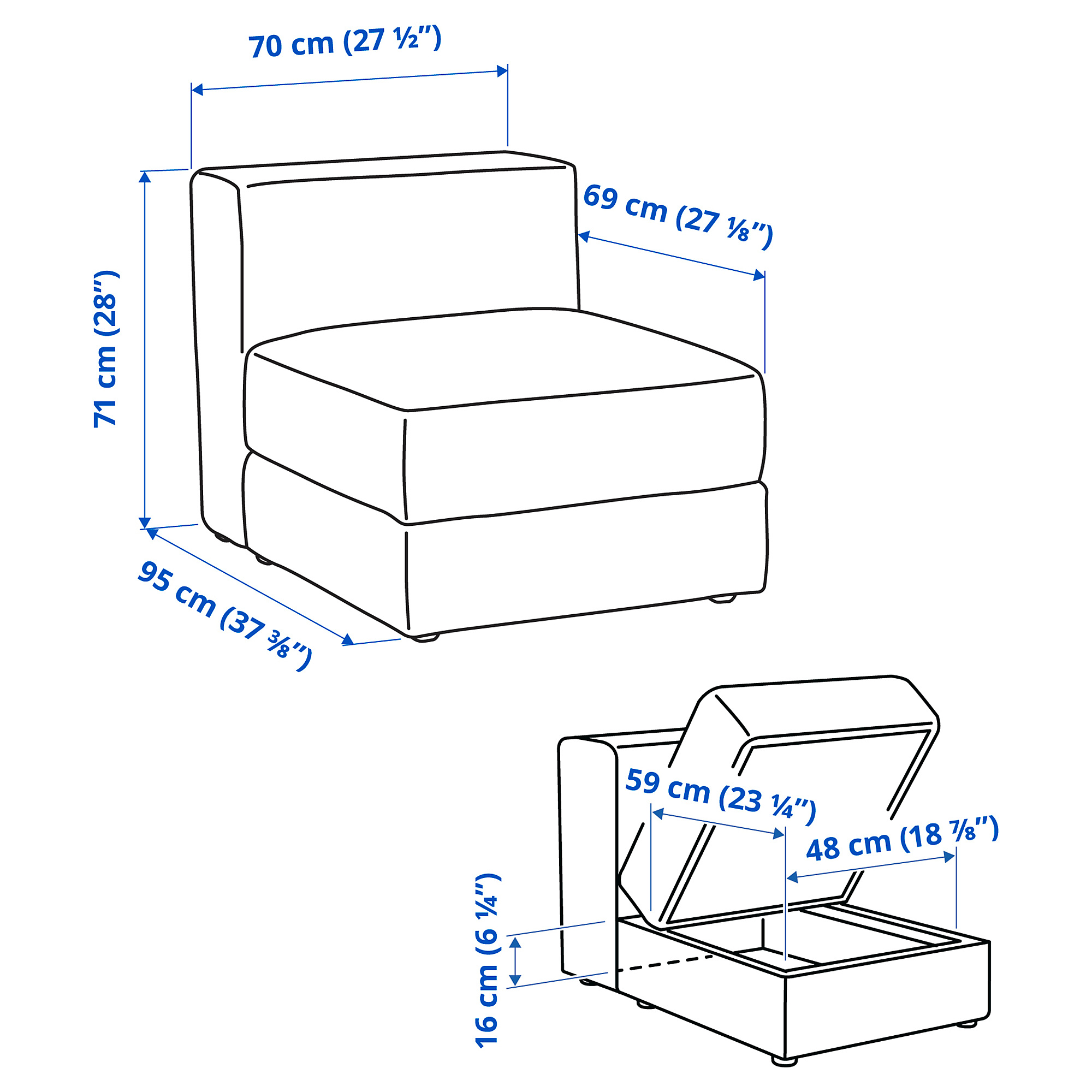 JÄTTEBO 1-seat module with storage