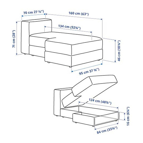 JÄTTEBO chaise longue module, left