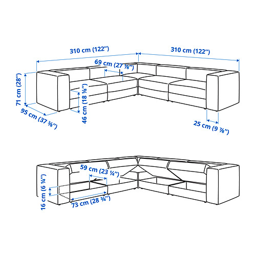 JÄTTEBO modular corner sofa, 6 seat