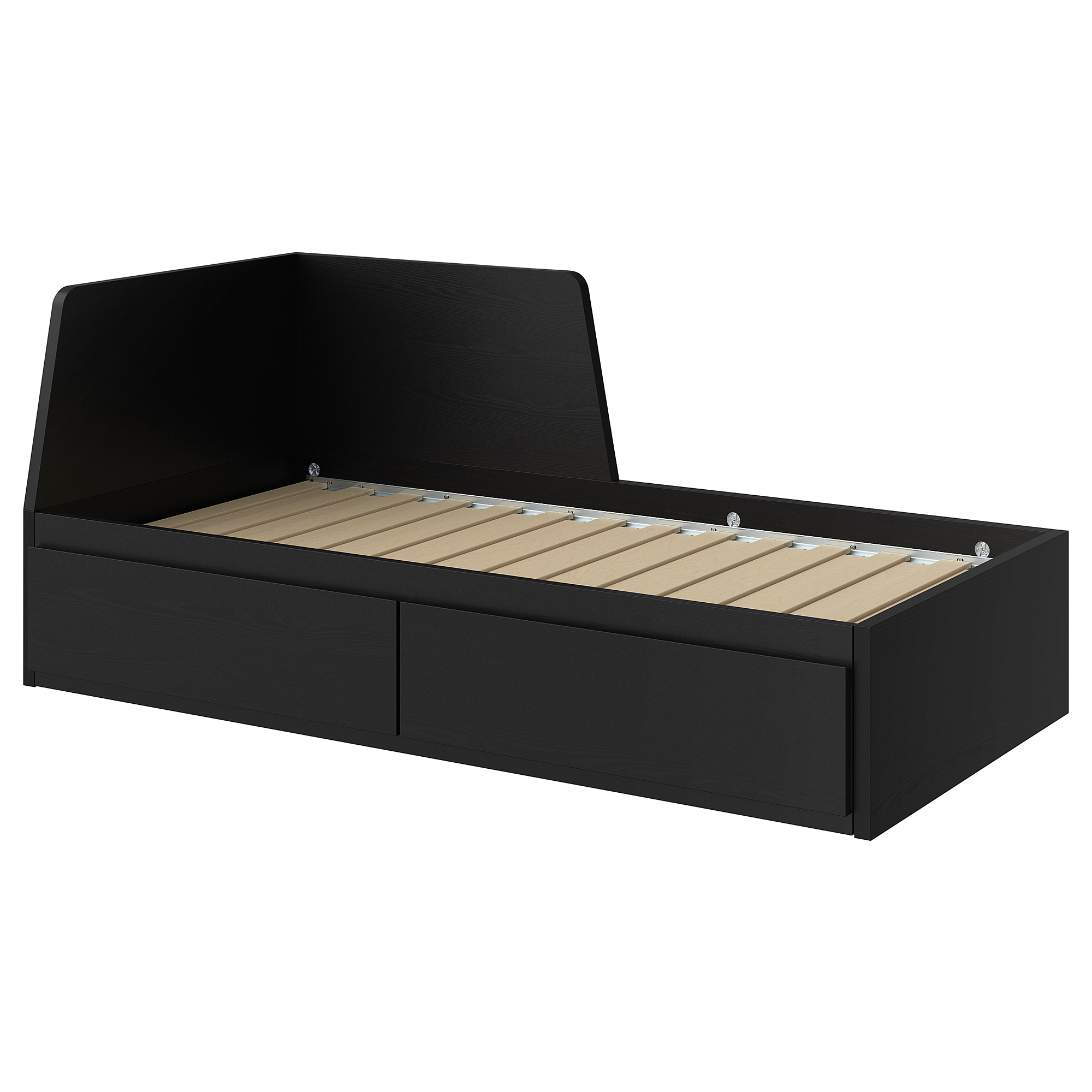 FLEKKE - day-bed frame with 2 drawers, black-brown, Single | IKEA