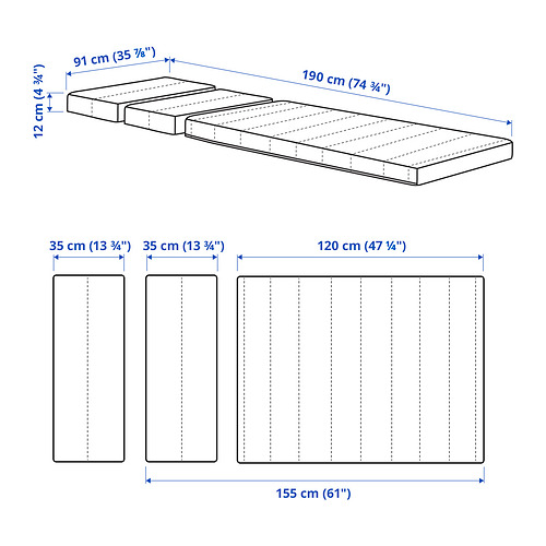 INNERLIG sprung mattress for extendable bed