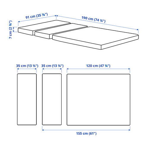 PLUTTEN foam mattress for extendable bed