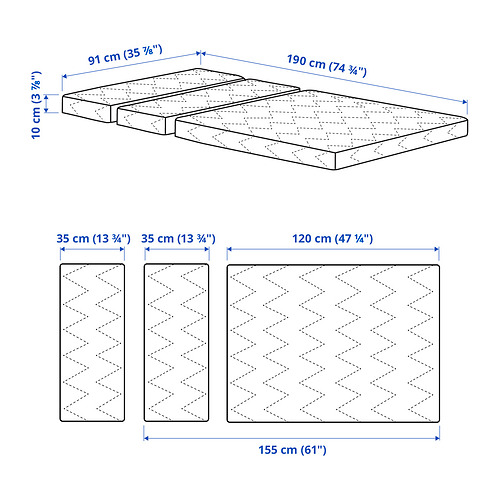 VIMSIG foam mattress for extendable bed