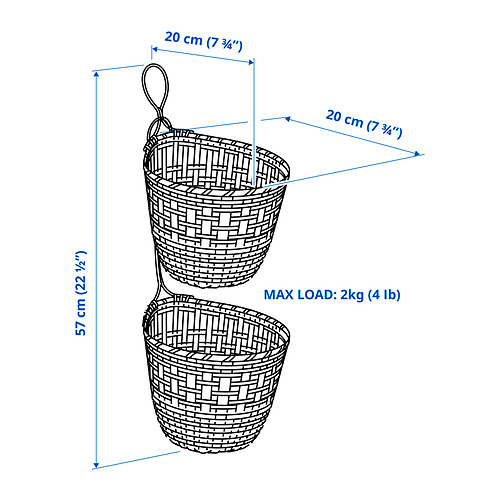 TOLKNING basket hanging, set of 2