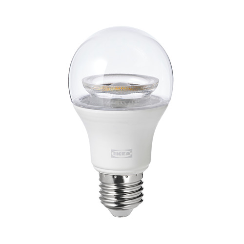 TRÅDFRI LED燈膽E27 806流明, 無線調光 白光光譜/球形 透明, 暖白光