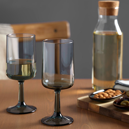 OMBONAD wine glass, grey, 41 cl
