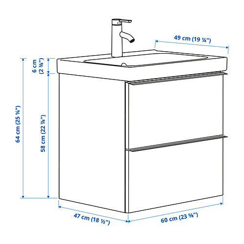 ODENSVIK/GODMORGON wash-stand with 2 drawers