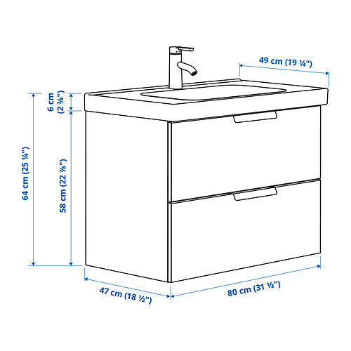 ODENSVIK/GODMORGON wash-stand with 2 drawers