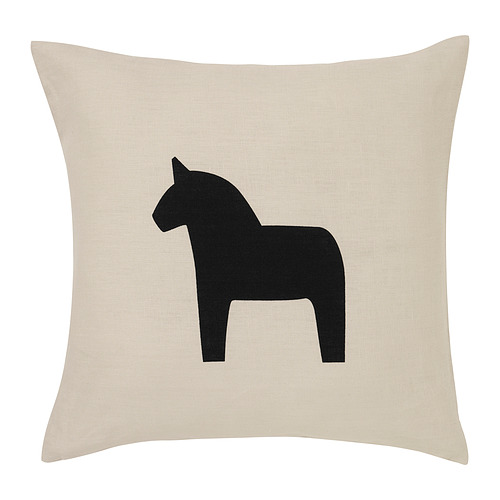 HÄSTHAGE cushion cover, 50x50 cm, beige/black