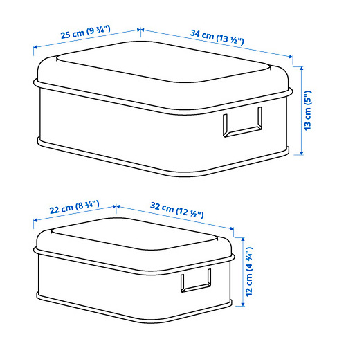 PLOGFÅRA storage box with lid, set of 2