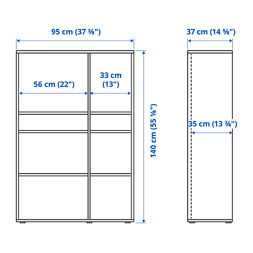 VIHALS storage combination w glass doors