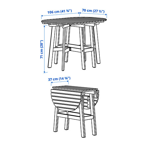 ASKHOLMEN gateleg table+4 chairs, outdoor