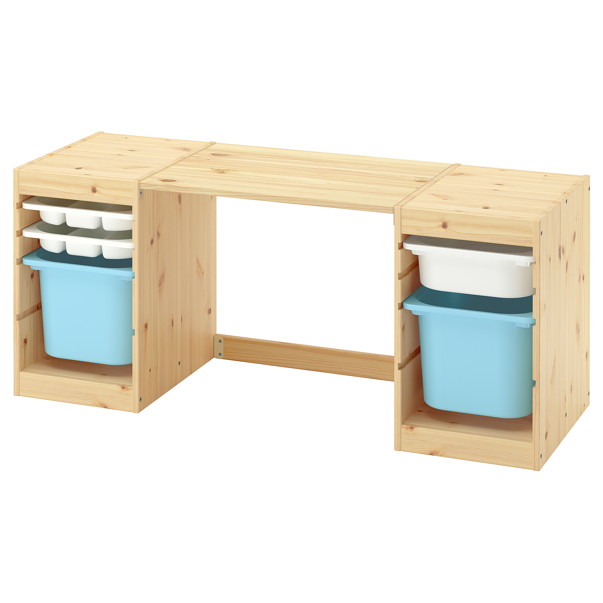 TROFAST desk with storage boxes/trays